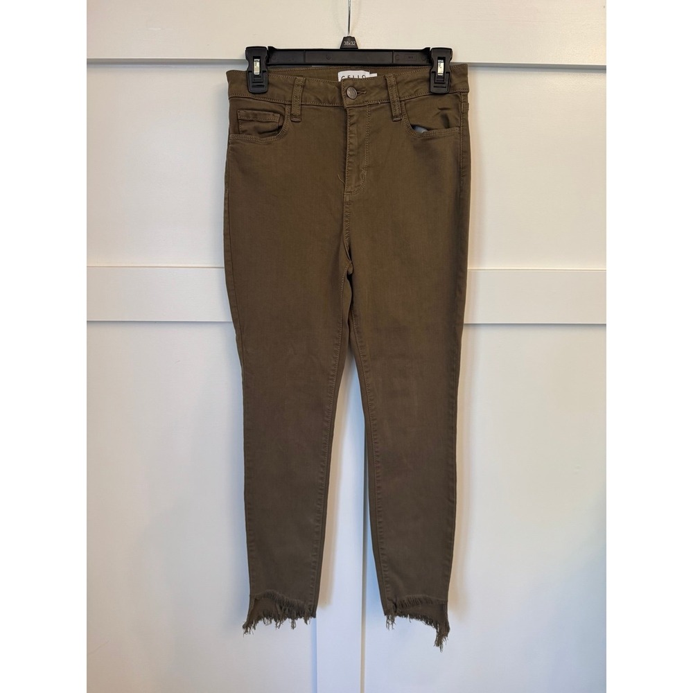 Cello dark olive green jeans NWT size 7 skinny frayed ankle‎